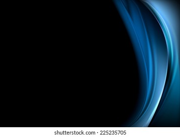 Blue waves on black background. Vector design