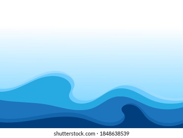 Olas azules en la ilustración vectorial de fondo borrosa.