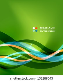 Olas azules en verde - fondo abstracto vectorial
