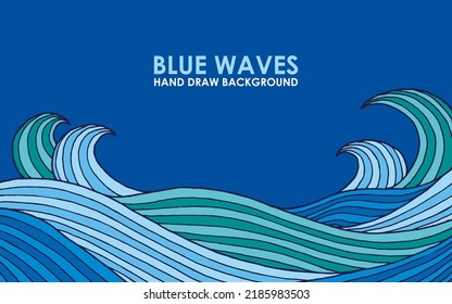 Las olas azules en la mano del mar dibujan el fondo