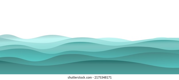 Blue waves on a white background, marine background