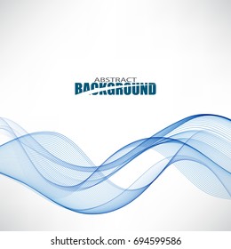 Blaue Wellen auf weißem Hintergrund.Abstrakter Hintergrund fließender Wellen.
