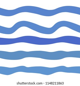 Blue waves. Ornament on the sea theme. A set of seamless western illustrations.