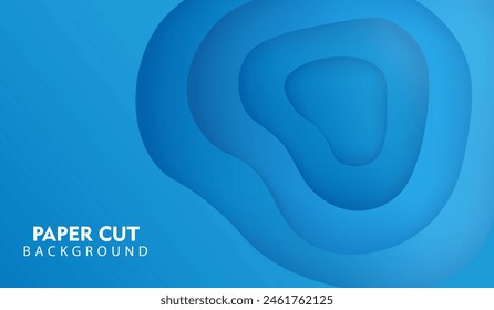 Blue waves paper cut background design. Paper cut shapes composition. Blue background for flyer, brochure, banner, web, poster, background, social media. Eps10 vector.