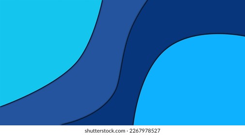 Blue waves paper layer overlap with space for text and message background design.
