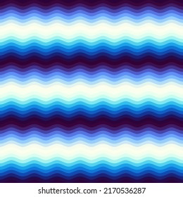 Blue waves pattern and hand draw in marine style.