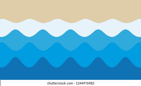 Blue waves pattern isolated on sand color background - vector EPS 10.