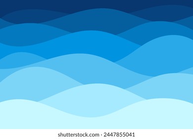 Ondas azules. Líneas de onda de verano del lago, curva de flujo de agua de las olas de playa paisaje abstracto, textura textil de seda vibrante Vector fondo sin fisuras