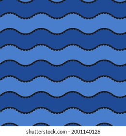 Blue waves pattern. Vetor simple and seamless waves wallpaper.