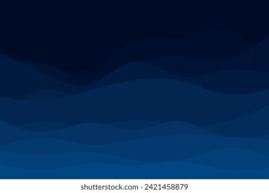 Blue waves of the sea in night time vector background design