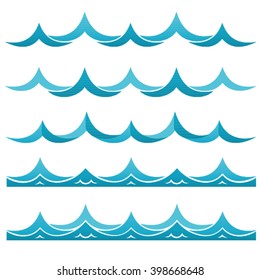 Blue waves sea ocean vector illustration abstract pattern background colorful wallpaper water
