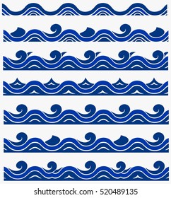 Blue waves sea ocean vector illustration abstract pattern background colorful wallpaper water