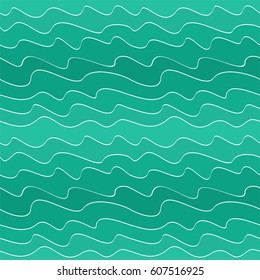 Blue waves seamless pattern, Doodle hand drawn background. Vector illustration.