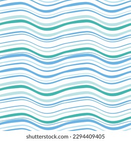 Blue waves seamless pattern on white background. For textile, packaging, wrapping paper and any design purposes.  
