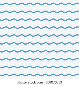 Blue waves seamless pattern. Wavy background. Vector illustration.