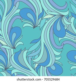 Blue waves seamless vector pattern