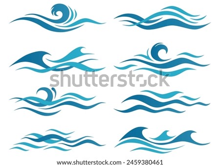 Blue Waves Set Illustration. Blue Waves Set Element. Blue Waves Set Vector.