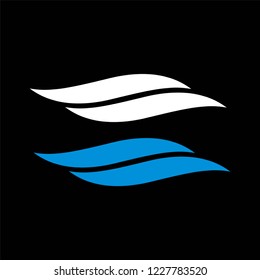 Blue waves swoosh logo. Swoosh vector wave