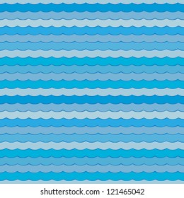 Blue waves vector seamless pattern background