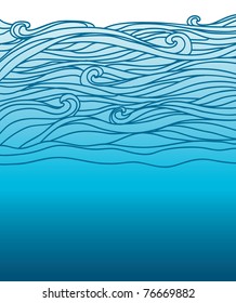  Blue waves.Vector image of Sea background for design
