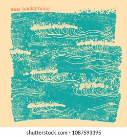   Blue waves.Vector image of Sea water background for design or text