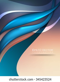blue waving bent lines business leaflet elegant background illustration. eps10 vector