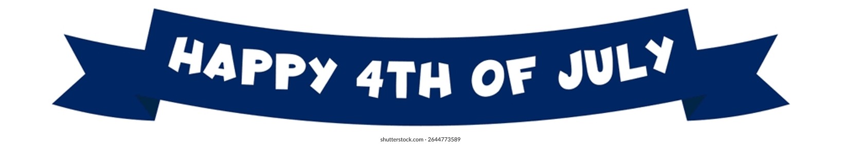 Blue waving ribbon banner celebrating United States Independence Day, featuring the bold white greeting Happy 4th of July. Perfect for festive events and patriotic celebrations