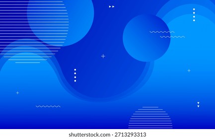 Fondo abstracto ondulado azul con círculos y líneas paralelas. Una composición moderna con Formas dinámicas.