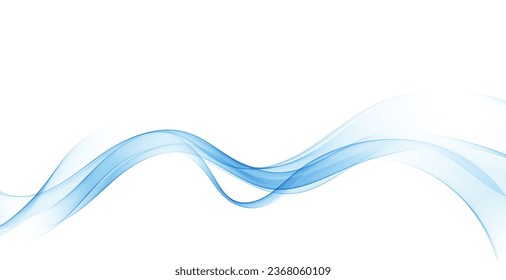 Blue wavy abstract wave flow on white background