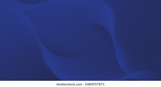 Blue wavy background. Abstract technology banner with pattern of dots