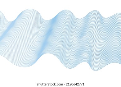 Fondo ondulado azul. Ilustración vectorial abstracta geométrica con ondas de color gradiente. Diseño de portada futurista para papel portátil, folletos de cuadernos, libro, revista, impresión.
