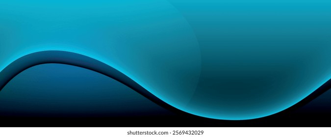 A blue, wavy background with a gradient effect. The background features smooth curves and a glowing blue color, creating a dynamic look. Minimal abstract wavy gradient vector background