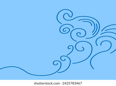 Blue wavy background icon. Flat, blue, blue wavy background, beautiful sea background for design. Vector illustration