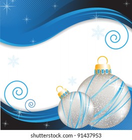 Blue wavy background with shiny new year decorations