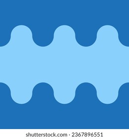 Blue wavy background of various different color shades. Abstract seamless repeating vector pattern.