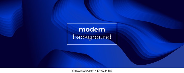 blue wavy banner for design decoration with frame