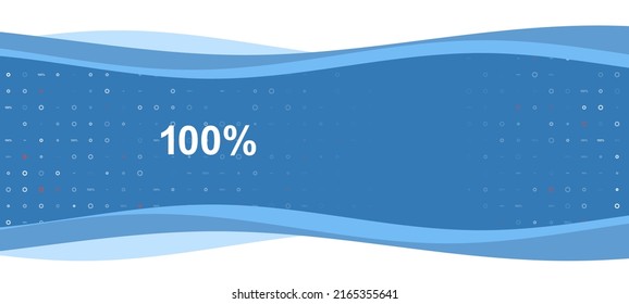 Blue wavy banner with a white 100 percent symbol on the left. On the background there are small white shapes, some are highlighted in red. There is an empty space for text on the right side