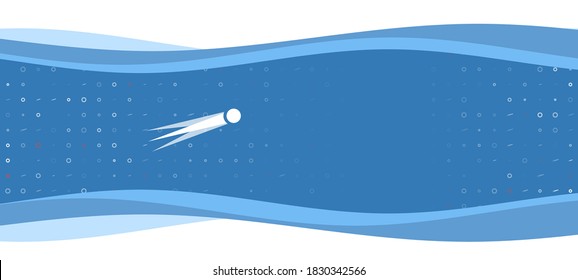 Blue wavy banner with a white comet symbol on the left. On the background there are small white shapes, some are highlighted in red. There is an empty space for text on the right side
