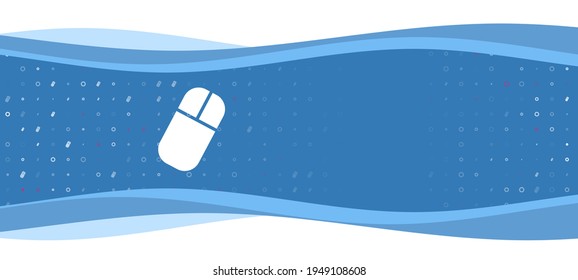 Blue wavy banner with a white computer mouse symbol on the left. On the background there are small white shapes, some are highlighted in red. There is an empty space for text on the right side