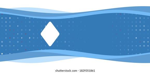 Blue wavy banner with a white diamond symbol on the left. On the background there are small white shapes, some are highlighted in red. There is an empty space for text on the right side