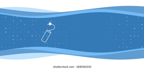 Blauer Banner mit weißem Dynamitsymbol links. Auf dem Hintergrund sind kleine weiße Formen, einige sind rot hervorgehoben. Auf der rechten Seite gibt es einen leeren Textbereich