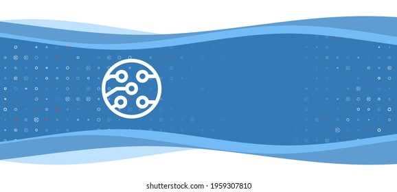 Blue wavy banner with a white electrical board symbol on the left. On the background there are small white shapes, some are highlighted in red. There is an empty space for text on the right side