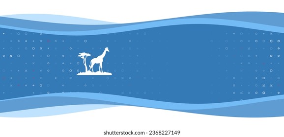 Blue wavy banner with a white giraffe symbol on the left. On the background there are small white shapes, some are highlighted in red. There is an empty space for text on the right side