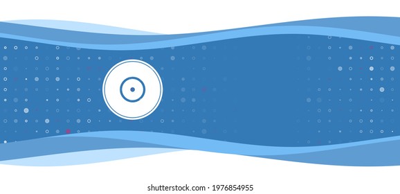 Blue wavy banner with a white gramophone record symbol on the left. On the background there are small white shapes, some are highlighted in red. There is an empty space for text on the right side