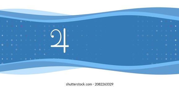 Blue wavy banner with a white jupiter astrological symbol on the left. On the background there are small white shapes, some are highlighted in red. There is an empty space for text on the right side