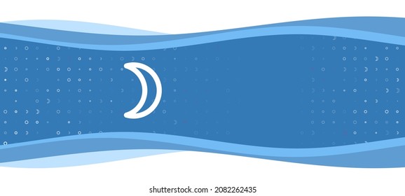 Blue wavy banner with a white moon astrological symbol on the left. On the background there are small white shapes, some are highlighted in red. There is an empty space for text on the right side