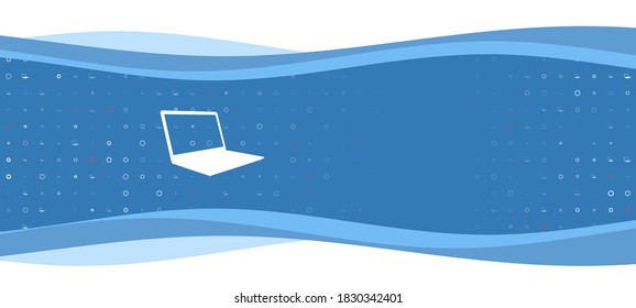 Banner ondulado azul con un símbolo de cuaderno blanco a la izquierda. En el fondo, hay pequeñas formas blancas, algunas de ellas rojas. Hay un espacio vacío para el texto en el lado derecho