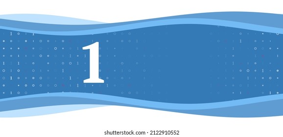 Blue wavy banner with a white number one symbol on the left. On the background there are small white shapes, some are highlighted in red. There is an empty space for text on the right side