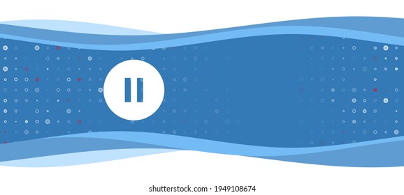 Blue wavy banner with a white pause symbol on the left. On the background there are small white shapes, some are highlighted in red. There is an empty space for text on the right side