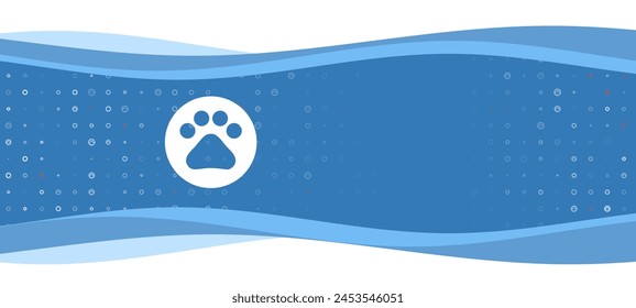 Blue wavy banner with a white pet symbol on the left. On the background there are small white shapes, some are highlighted in red. There is an empty space for text on the right side